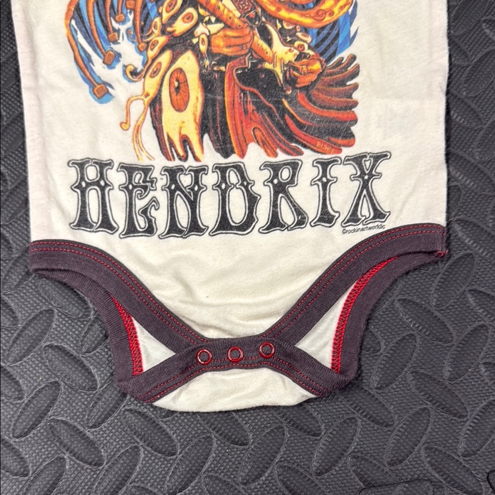 Rowdy Sprout Cream and Blue Hendrix Graphic Bodysuit - Picture 4 of 6